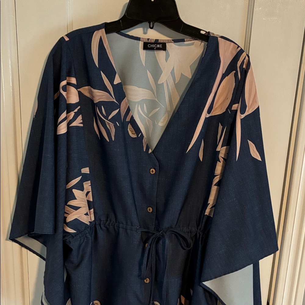 Chicwish Navy and Pink Floral Dress - Picture 3 of 4